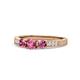 1 - Ayaka Pink Tourmaline Three Stone with Side Diamond Ring 