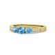 1 - Ayaka Blue Topaz Three Stone with Side Diamond Ring 