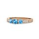 1 - Ayaka Blue Topaz Three Stone with Side Diamond Ring 