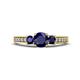 1 - Valene Blue Sapphire Three Stone with Side Diamond Ring 