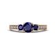 1 - Valene Blue Sapphire Three Stone with Side Diamond Ring 