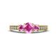 1 - Valene Pink Sapphire Three Stone with Side Diamond Ring 
