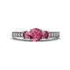 1 - Valene Pink Tourmaline Three Stone with Side Diamond Ring 
