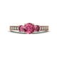 1 - Valene Pink Tourmaline Three Stone with Side Diamond Ring 