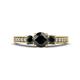 1 - Valene Black Diamond Three Stone with Side White Diamond Ring 