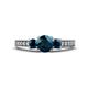 1 - Valene Blue Diamond Three Stone with Side White Diamond Ring 