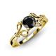 4 - Trissie Black Diamond Floral Solitaire Engagement Ring 