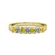 1 - Evia 3.00 mm Princess Cut Yellow Sapphire and Diamond 7 Stone Wedding Band 