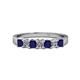 1 - Evia 3.00 mm Princess Cut Blue Sapphire and Diamond 7 Stone Wedding Band 