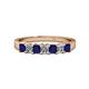 1 - Evia 3.00 mm Princess Cut Blue Sapphire and Diamond 7 Stone Wedding Band 
