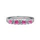 1 - Evia 3.00 mm Princess Cut Pink Sapphire and Diamond 7 Stone Wedding Band 