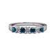 1 - Evia 3.00 mm Princess Cut Blue and White Diamond 7 Stone Wedding Band 