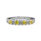 1 - Evia 3.00 mm Princess Cut Yellow Sapphire and Diamond 7 Stone Wedding Band 