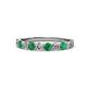 1 - Clara 3.00 mm Emerald and Diamond 10 Stone Wedding Band 