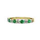 1 - Clara 3.00 mm Emerald and Diamond 10 Stone Wedding Band 