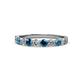1 - Clara 3.00 mm Blue and White Diamond 10 Stone Wedding Band 