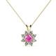 1 - Ianthe Lab Created Pink Sapphire and Diamond Floral Halo Pendant 