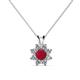 1 - Ianthe Ruby and Diamond Floral Halo Pendant 