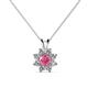 1 - Ianthe Pink Tourmaline and Diamond Floral Halo Pendant 