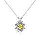1 - Ianthe Lab Created Yellow Sapphire and Diamond Floral Halo Pendant 