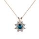 1 - Ianthe Blue and White Diamond Floral Halo Pendant 