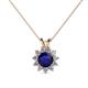 1 - Megan Blue Sapphire and Diamond Floral Halo Pendant 