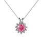 1 - Megan Pink Tourmaline and Diamond Floral Halo Pendant 