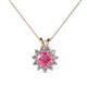 1 - Megan Pink Tourmaline and Diamond Floral Halo Pendant 
