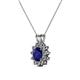 2 - Megan Blue Sapphire and Diamond Floral Halo Pendant 