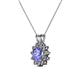 2 - Megan Tanzanite and Diamond Floral Halo Pendant 