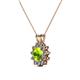 2 - Megan Peridot and Diamond Floral Halo Pendant 