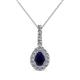 1 - Quy 0.96 ctw (6x4 mm) Pear Shape Blue Sapphire and Round Natural Diamond Teardrop Halo Pendant 