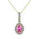 1 - Quy 0.96 ctw (6x4 mm) Pear Shape Pink Sapphire and Round Natural Diamond Teardrop Halo Pendant 