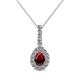 1 - Quy 0.88 ctw (6x4 mm) Pear Shape Ruby and Round Natural Diamond Teardrop Halo Pendant 