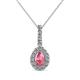 1 - Quy 0.81 ctw (6x4 mm) Pear Shape Pink Tourmaline and Round Natural Diamond Teardrop Halo Pendant 