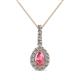 1 - Quy 0.81 ctw (6x4 mm) Pear Shape Pink Tourmaline and Round Natural Diamond Teardrop Halo Pendant 