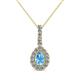 1 - Quy 0.86 ctw (6x4 mm) Pear Shape Blue Topaz and Round Natural Diamond Teardrop Halo Pendant 