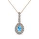 1 - Quy 0.86 ctw (6x4 mm) Pear Shape Blue Topaz and Round Natural Diamond Teardrop Halo Pendant 