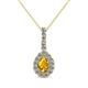 1 - Quy 0.76 ctw (6x4 mm) Pear Shape Citrine and Round Natural Diamond Teardrop Halo Pendant 