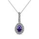 1 - Quy 0.71 ctw (6x4 mm) Pear Shape Iolite and Round Natural Diamond Teardrop Halo Pendant 