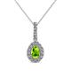 1 - Quy 0.86 ctw (6x4 mm) Pear Shape Peridot and Round Natural Diamond Teardrop Halo Pendant 