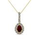 1 - Quy 0.91 ctw (6x4 mm) Pear Shape Red Garnet and Round Natural Diamond Teardrop Halo Pendant 
