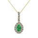 1 - Quy 0.76 ctw (6x4 mm) Pear Shape Emerald and Round Natural Diamond Teardrop Halo Pendant 