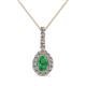 1 - Quy 0.76 ctw (6x4 mm) Pear Shape Emerald and Round Natural Diamond Teardrop Halo Pendant 