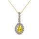 1 - Quy 0.96 ctw (6x4 mm) Pear Shape Yellow Sapphire and Round Natural Diamond Teardrop Halo Pendant 
