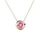 Arela 5.00 mm Round Lab Created Pink Sapphire Donut Bezel Solitaire Pendant Necklace 