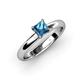 3 - Bianca Princess Cut Blue Topaz Solitaire Engagement Ring 