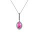 1 - Glenn Petite Pink Sapphire and Diamond Womens Halo Pendant 