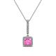 1 - Claire Lab Created Pink Sapphire and Diamond Square Shape Halo Pendant 