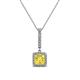 1 - Claire Lab Created Yellow Sapphire and Diamond Square Shape Halo Pendant 